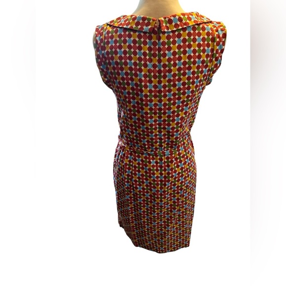 Uncle Frank Ruffled Bodice Multicolor Dot Midi Dress Belted Zip Up Back Sz Small - Picture 4 of 8